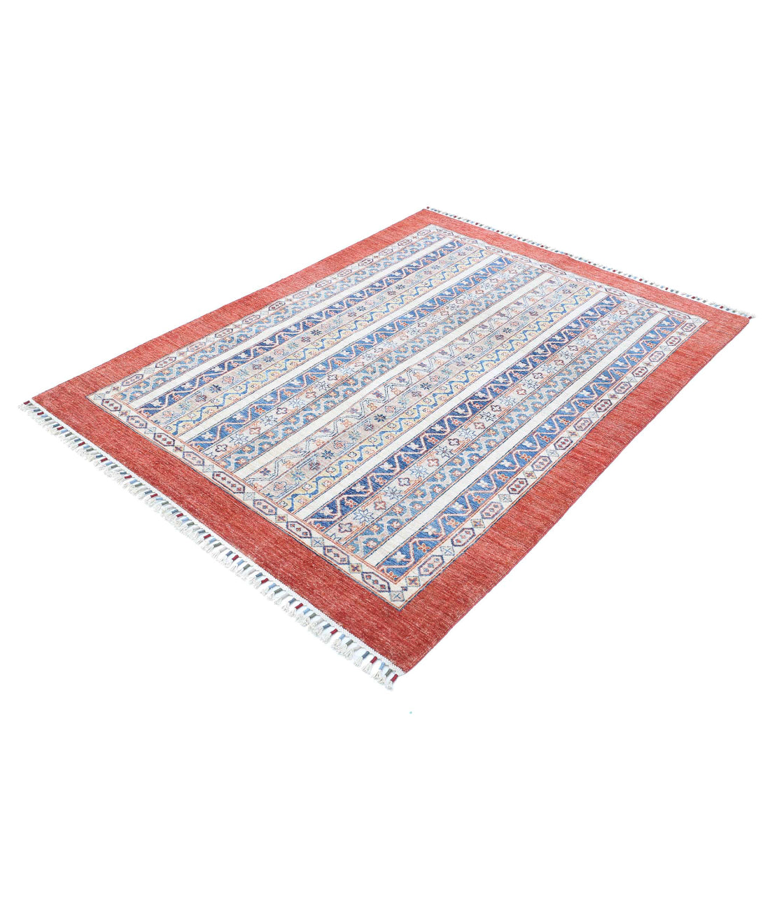 Shaal 4'9'' X 6'6'' Hand-Knotted Wool Rug 4'9'' x 6'6'' (143 X 195) / Multi / Red