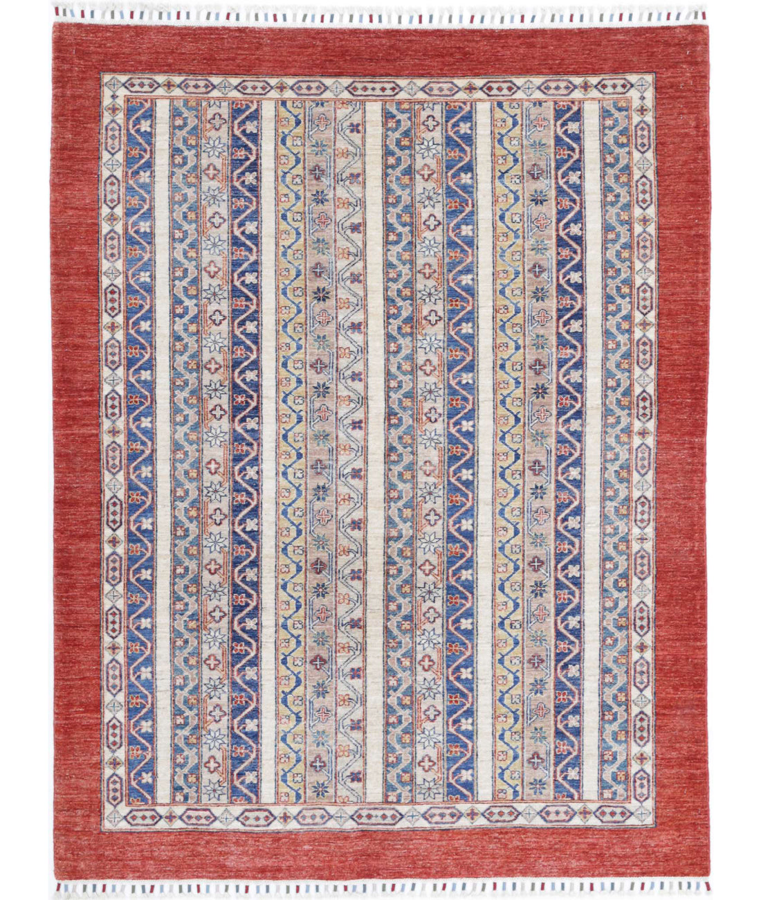 Shaal 4'9'' X 6'6'' Hand-Knotted Wool Rug 4'9'' x 6'6'' (143 X 195) / Multi / Red