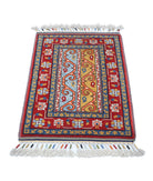 Shaal 2'0'' X 2'11'' Hand-Knotted Wool Rug 2'0'' x 2'11'' (60 X 88) / Red / Blue