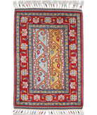 Shaal 2'0'' X 2'11'' Hand-Knotted Wool Rug 2'0'' x 2'11'' (60 X 88) / Red / Blue