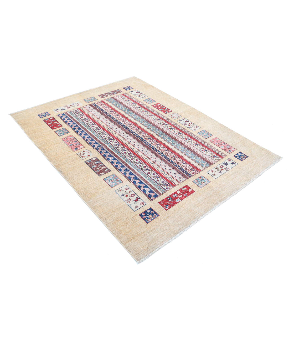 Shaal 4'11'' X 6'4'' Hand-Knotted Wool Rug 4'11'' x 6'4'' (148 X 190) / Multi / Beige