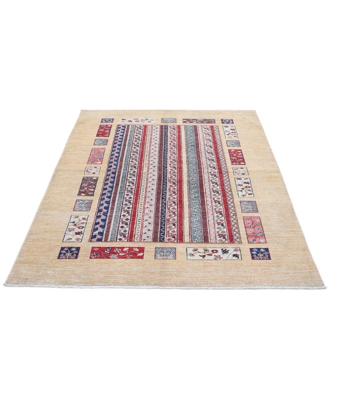 Shaal 4'11'' X 6'4'' Hand-Knotted Wool Rug 4'11'' x 6'4'' (148 X 190) / Multi / Beige