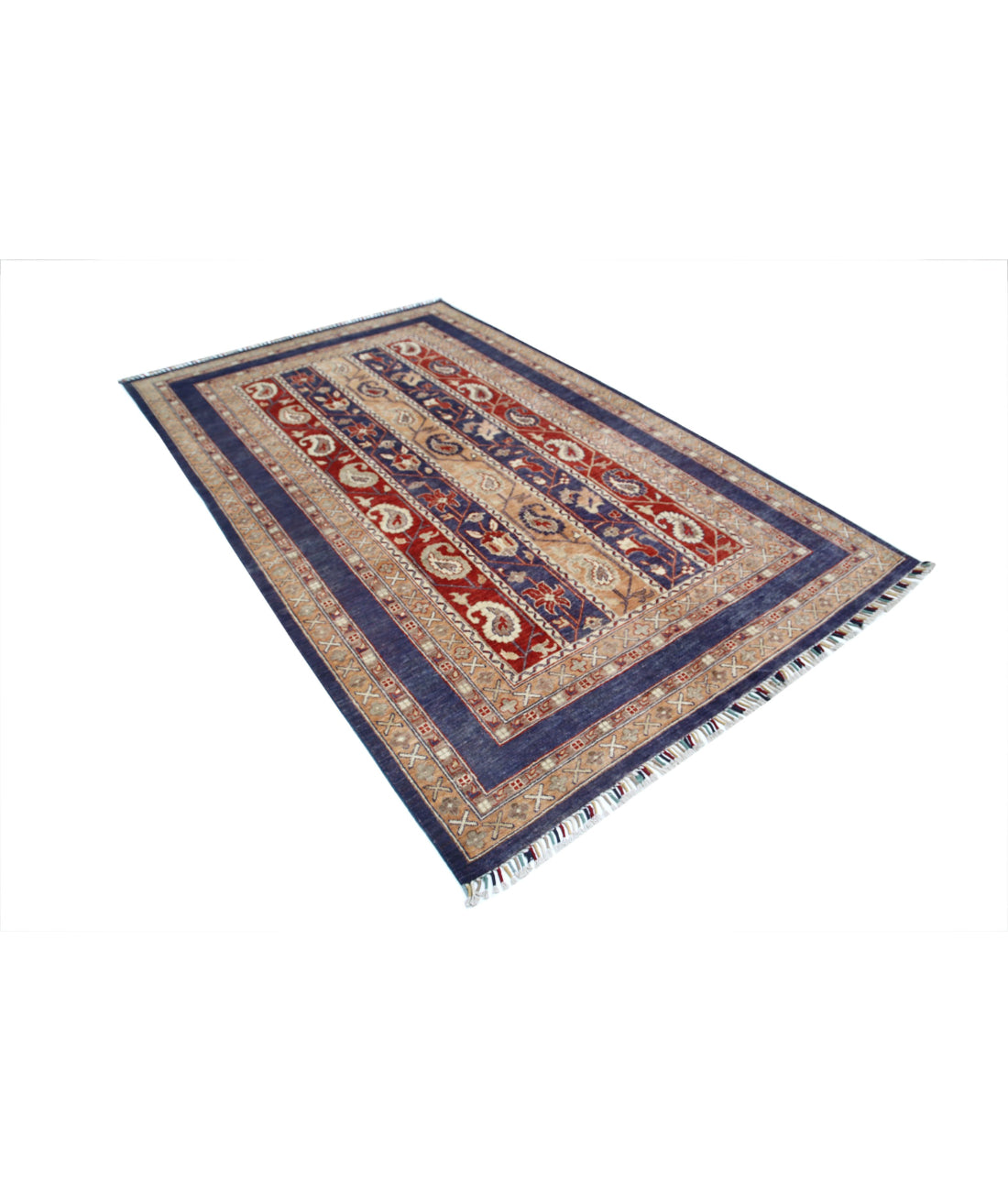 Shaal 5'8'' X 9'2'' Hand-Knotted Wool Rug 5'8'' x 9'2'' (170 X 275) / Purple / Multi