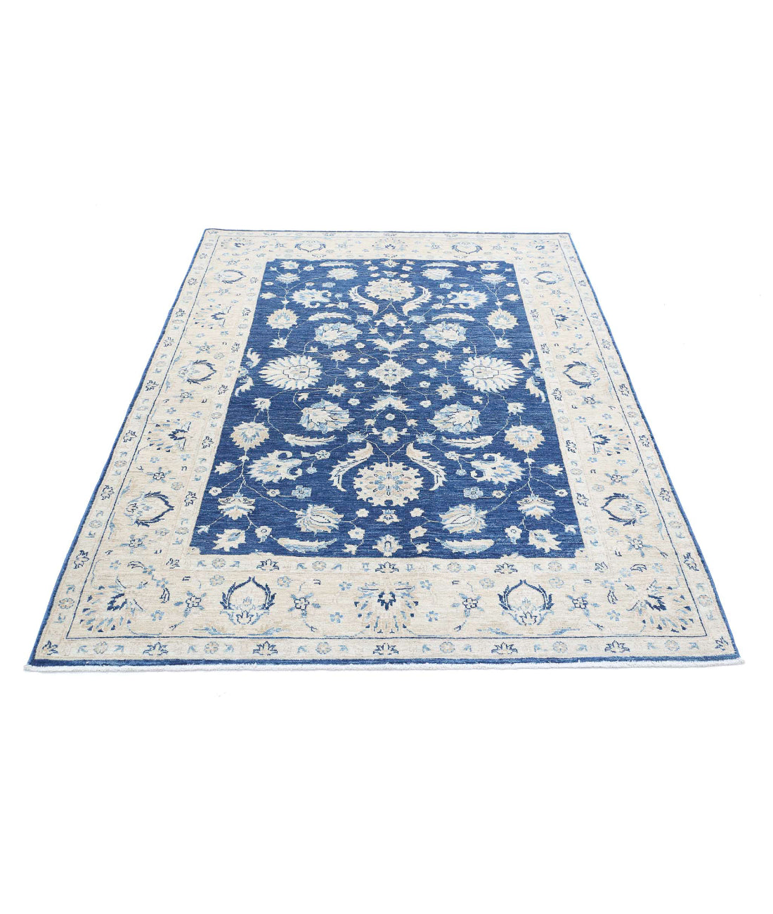 Sultanabad 4'9'' X 6'7'' Hand-Knotted Wool Rug 4'9'' x 6'7'' (143 X 198) / Blue / Ivory