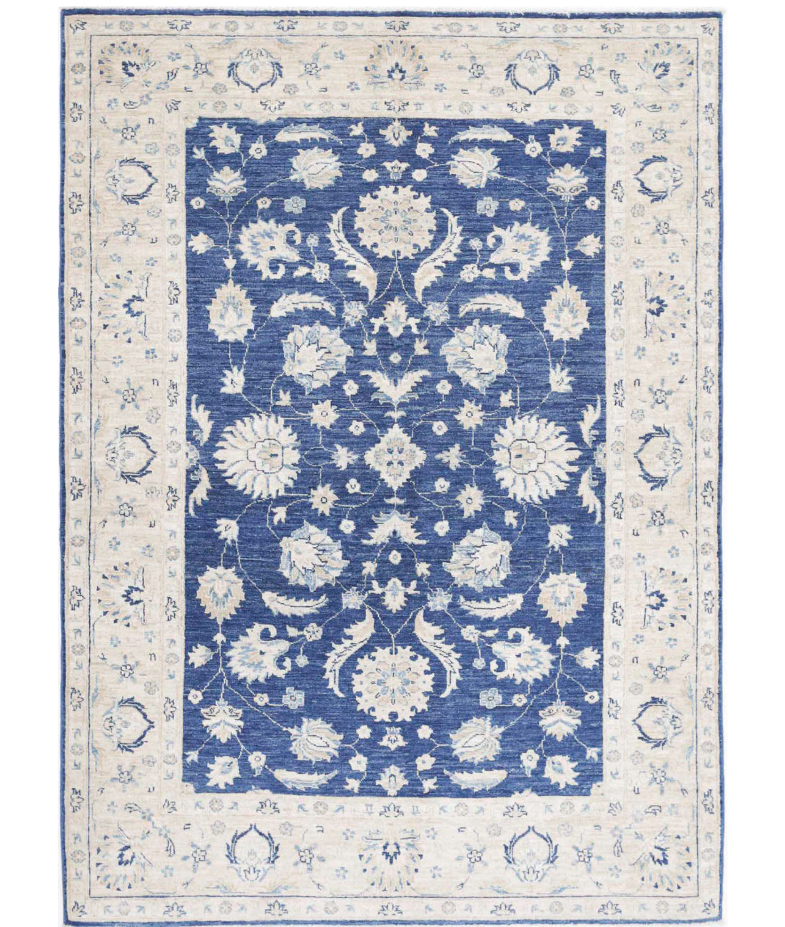 Sultanabad 4'9'' X 6'7'' Hand-Knotted Wool Rug 4'9'' x 6'7'' (143 X 198) / Blue / Ivory