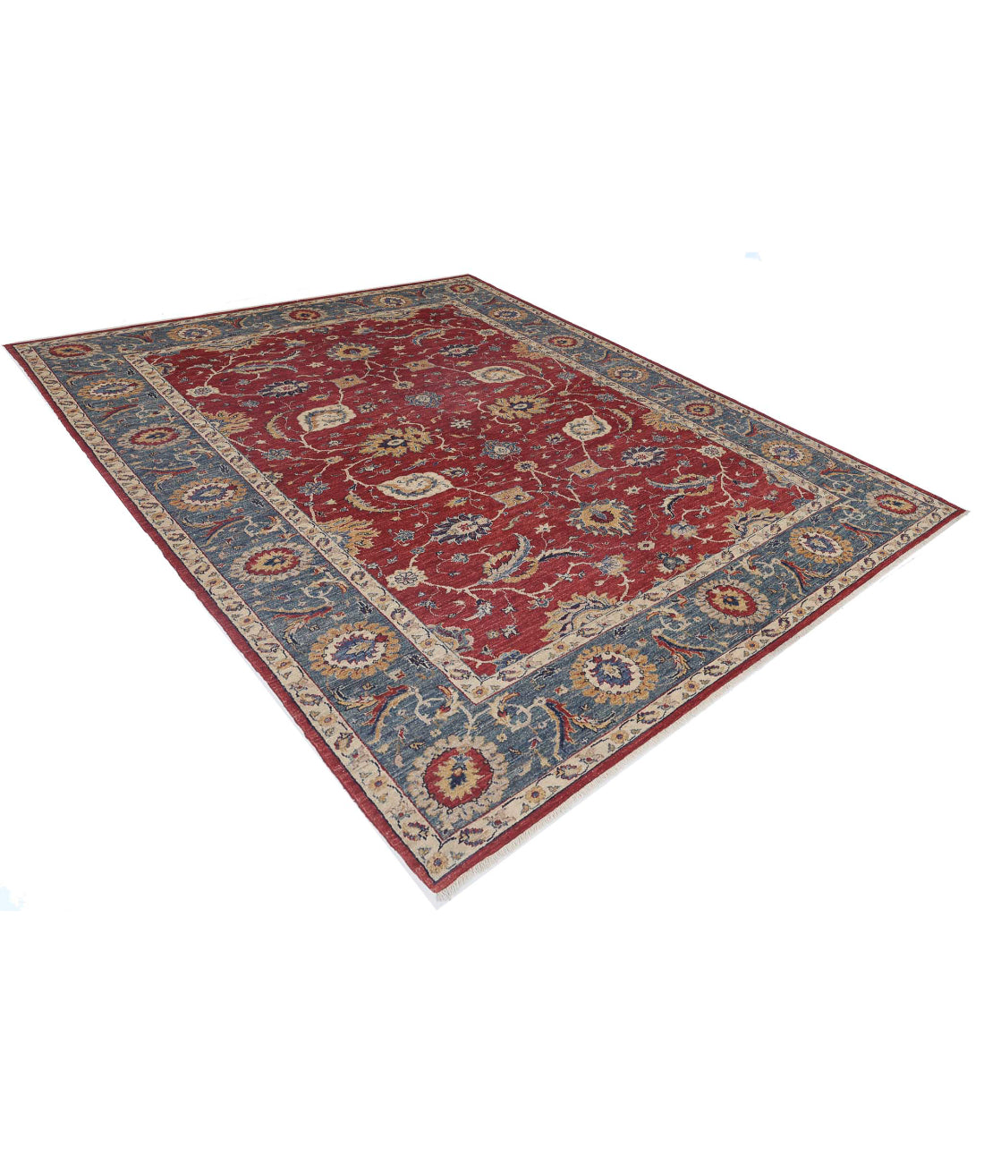 Sultanabad 6'6'' X 9'8'' Hand-Knotted Wool Rug 6'6'' x 9'8'' (195 X 290) / Blue / Red