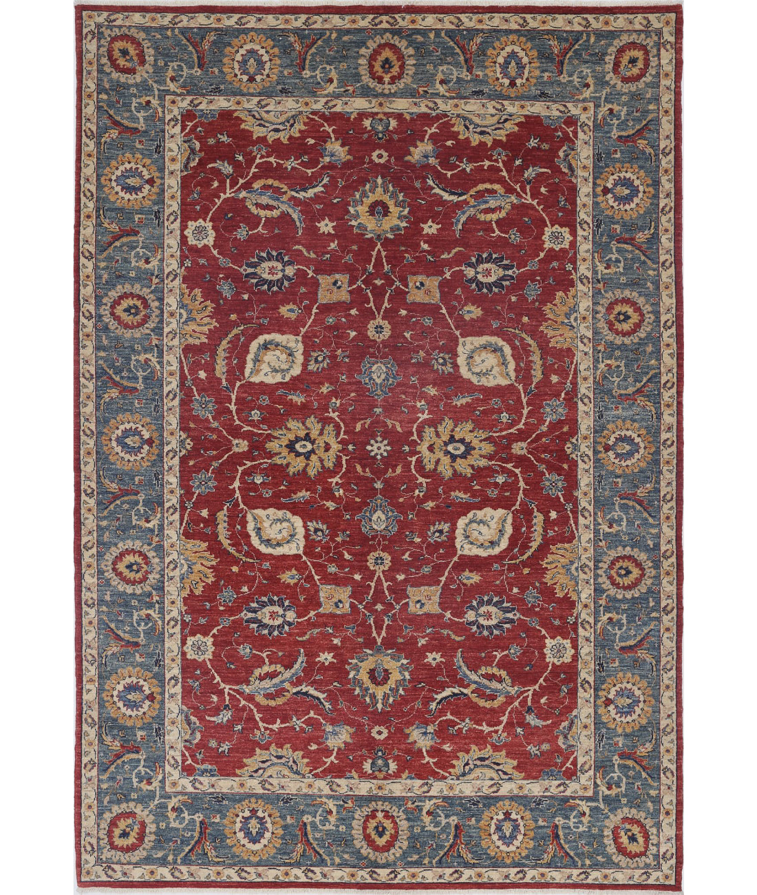 Sultanabad 6'6'' X 9'8'' Hand-Knotted Wool Rug 6'6'' x 9'8'' (195 X 290) / Blue / Red