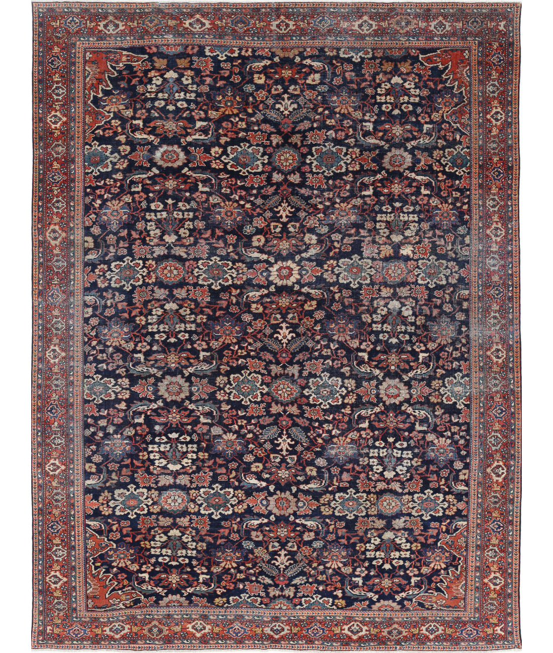 Mahal 8'6'' X 11'6'' Hand-Knotted Wool Rug 8'6'' x 11'6'' (255 X 345) / Blue / Red