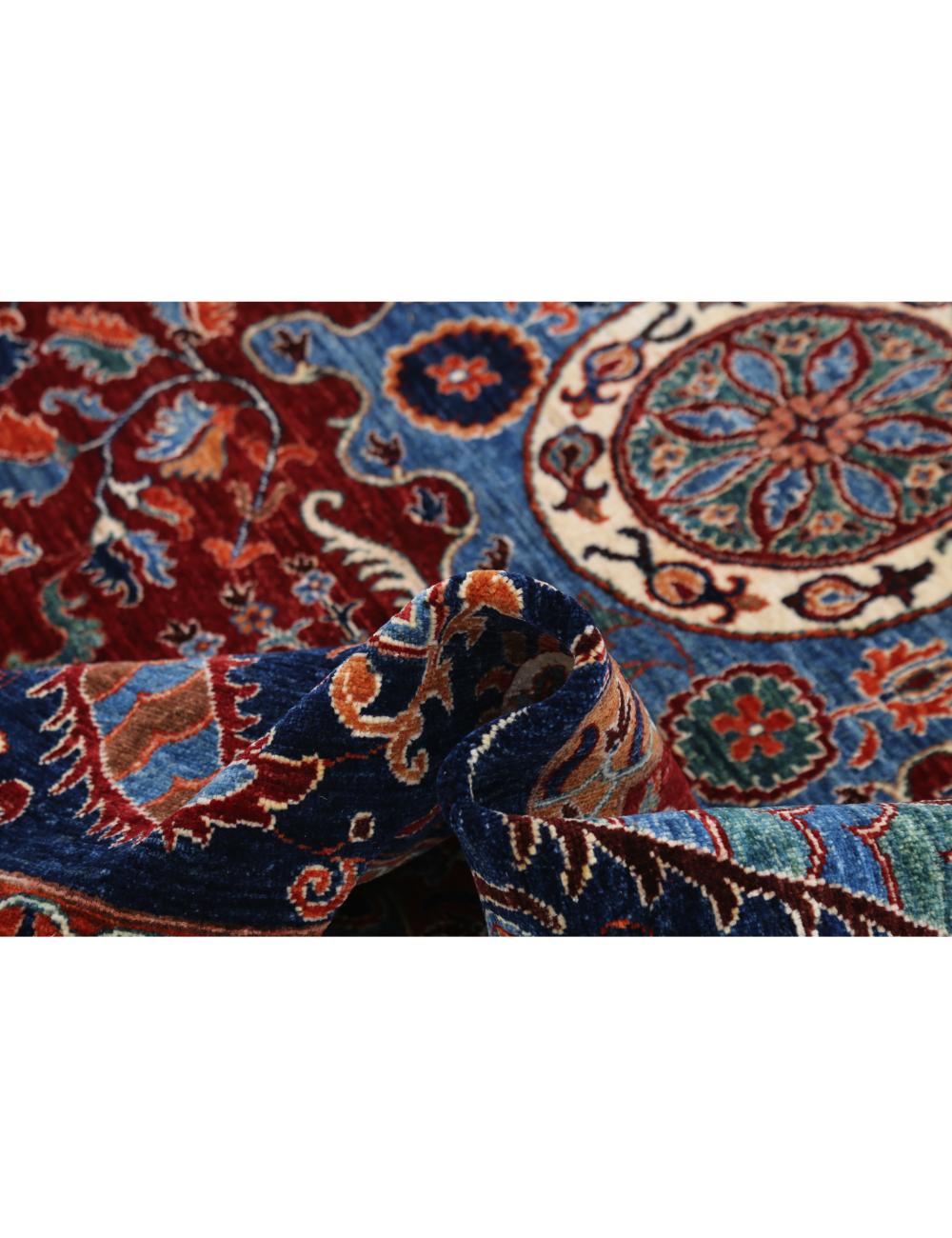 Suzani 8' 2" X 10' 5" Hand-Knotted Wool Rug 8' 2" X 10' 5" (249 X 318) / Red / Blue