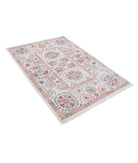 Suzani 4'0'' X 5'8'' Hand-Knotted Wool Rug 4'0'' x 5'8'' (120 X 170) / Ivory / Blue