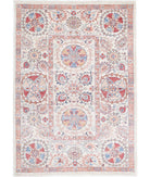 Suzani 4'0'' X 5'8'' Hand-Knotted Wool Rug 4'0'' x 5'8'' (120 X 170) / Ivory / Blue