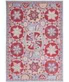 Suzani 6'8'' X 9'7'' Hand-Knotted Wool Rug 6'8'' x 9'7'' (200 X 288) / Teal / Red