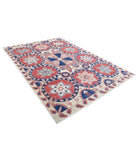 Suzani 6'7'' X 9'7'' Hand-Knotted Wool Rug 6'7'' x 9'7'' (198 X 288) / Ivory / Blue