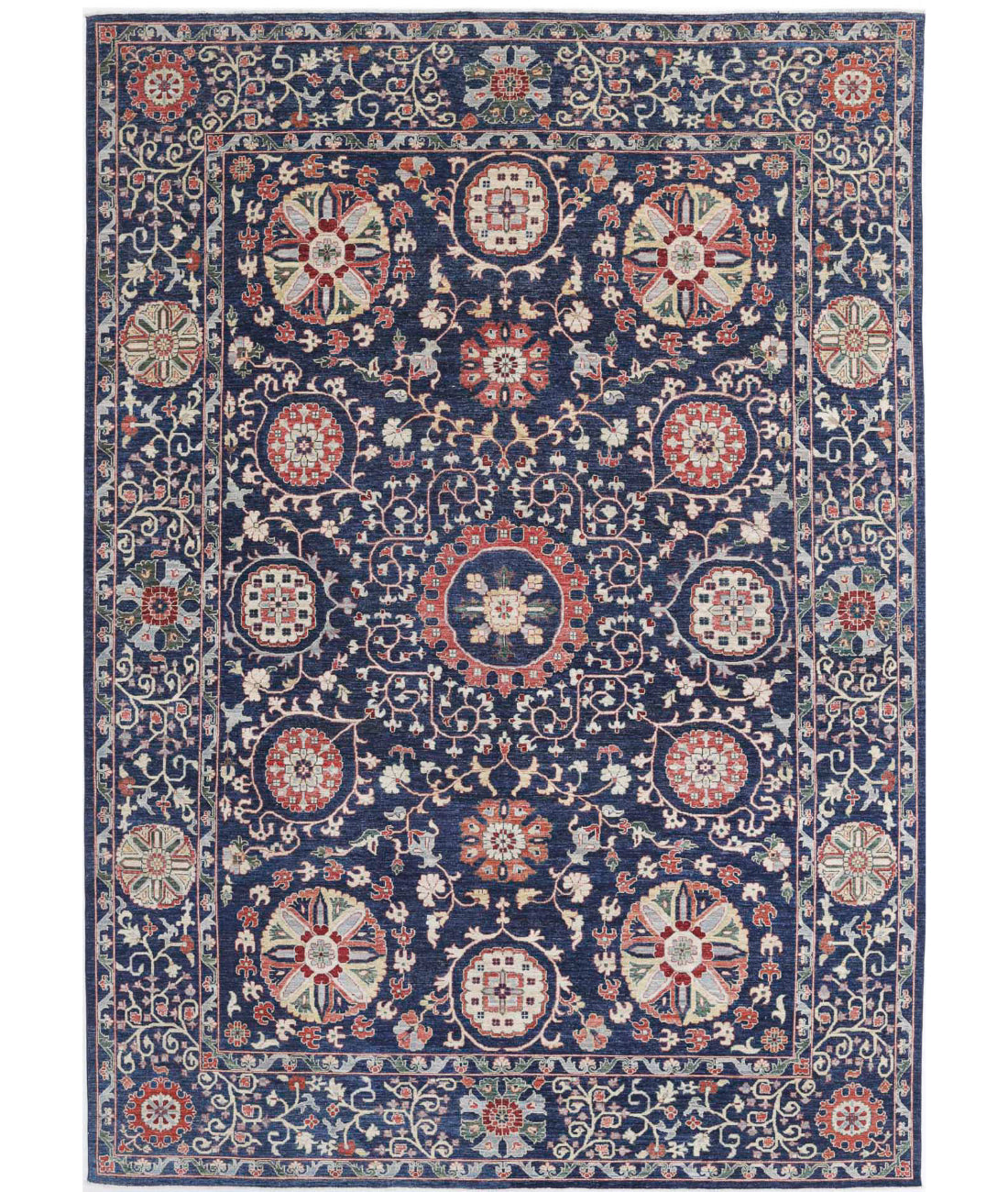 Suzani 9'11'' X 14'1'' Hand-Knotted Wool Rug 9'11'' x 14'1'' (298 X 423) / Blue / Red