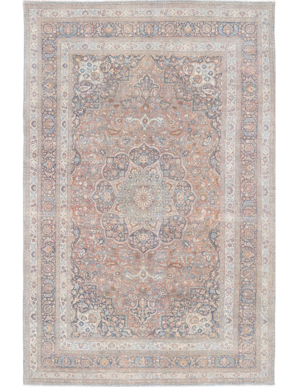 Tabriz 7' 10" X 11' 8" Hand-Knotted Wool Rug 7' 10" X 11' 8" (239 X 356) / Rust / Blue