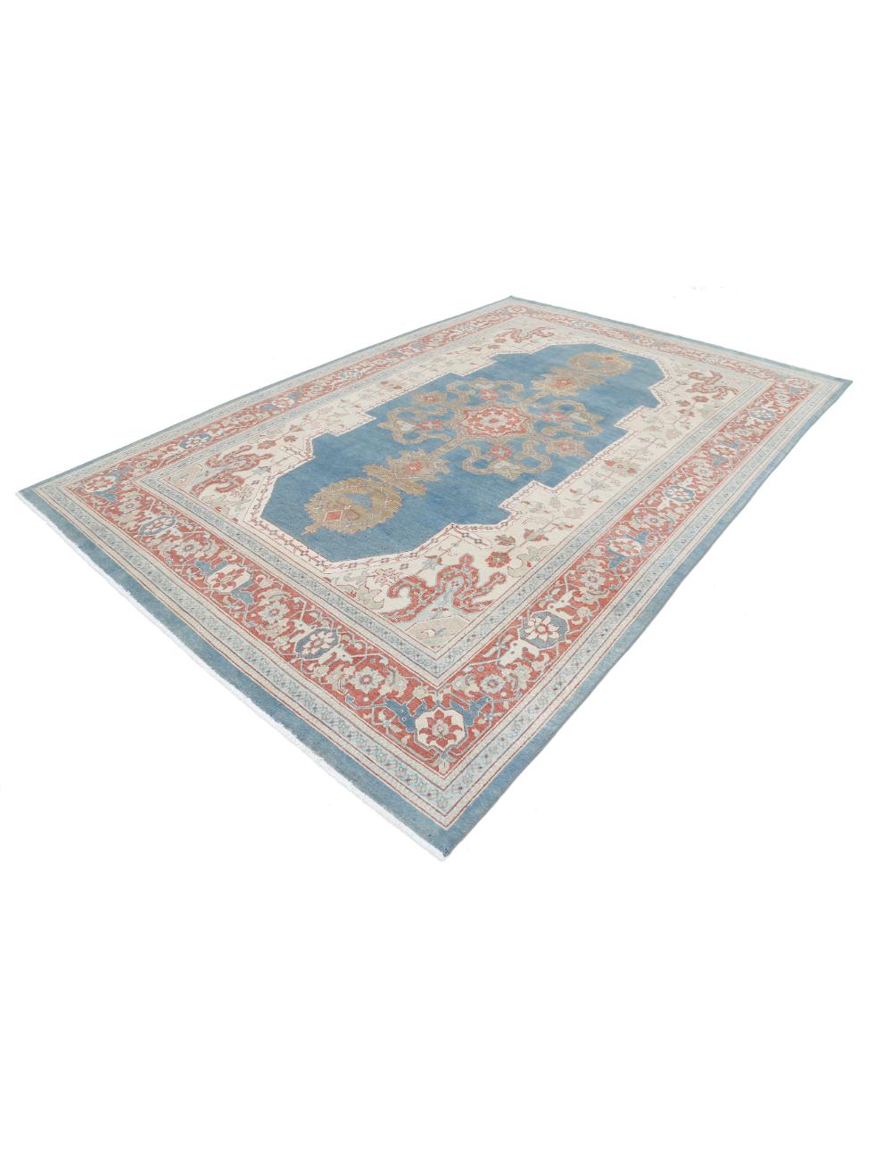 Tabriz 8' 0" X 11' 11" Hand-Knotted Wool Rug 8' 0" X 11' 11" (244 X 363) / Blue / Rust