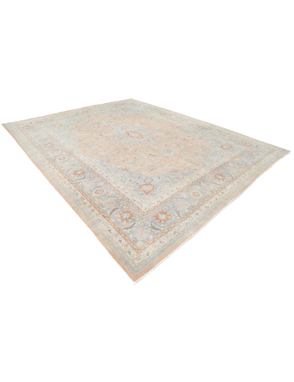 Tabriz 11' 2" X 14' 1" Hand-Knotted Wool Rug 11' 2" X 14' 1" (340 X 429) / Taupe / Blue