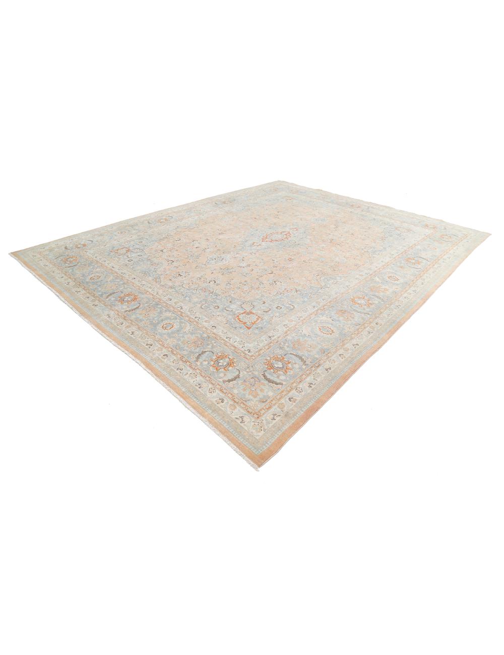 Tabriz 11' 2" X 14' 1" Hand-Knotted Wool Rug 11' 2" X 14' 1" (340 X 429) / Taupe / Blue