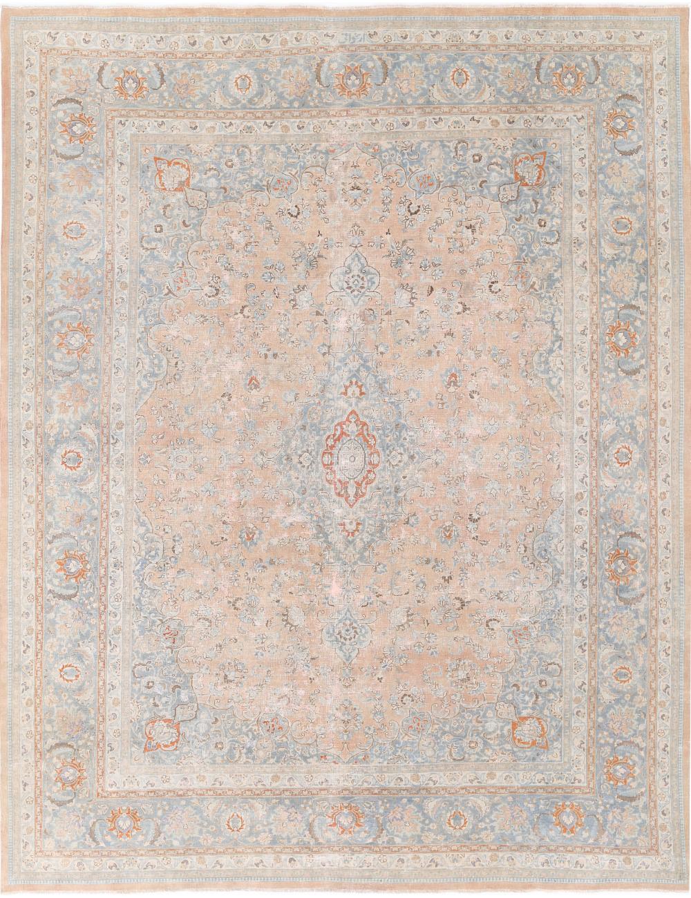 Tabriz 11' 2" X 14' 1" Hand-Knotted Wool Rug 11' 2" X 14' 1" (340 X 429) / Taupe / Blue