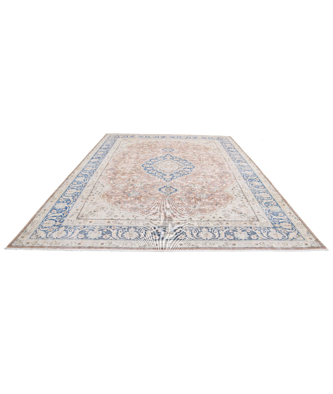 Vintage 9'11'' X 13'3'' Hand-Knotted Wool Rug 9'11'' x 13'3'' (298 X 398) / Taupe / Blue