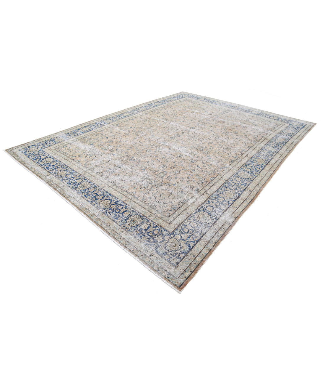 Vintage 9'5'' X 12'10'' Hand-Knotted Wool Rug 9'5'' x 12'10'' (283 X 385) / Taupe / Blue