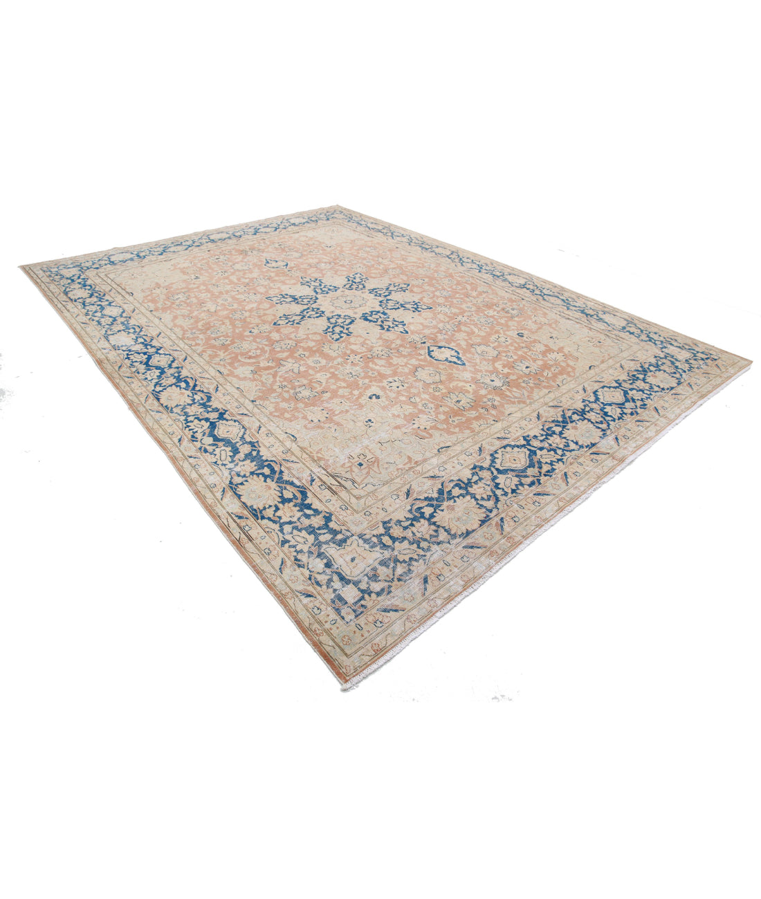 Vintage 9'9'' X 12'11'' Hand-Knotted Wool Rug 9'9'' x 12'11'' (293 X 388) / Ivory / Blue