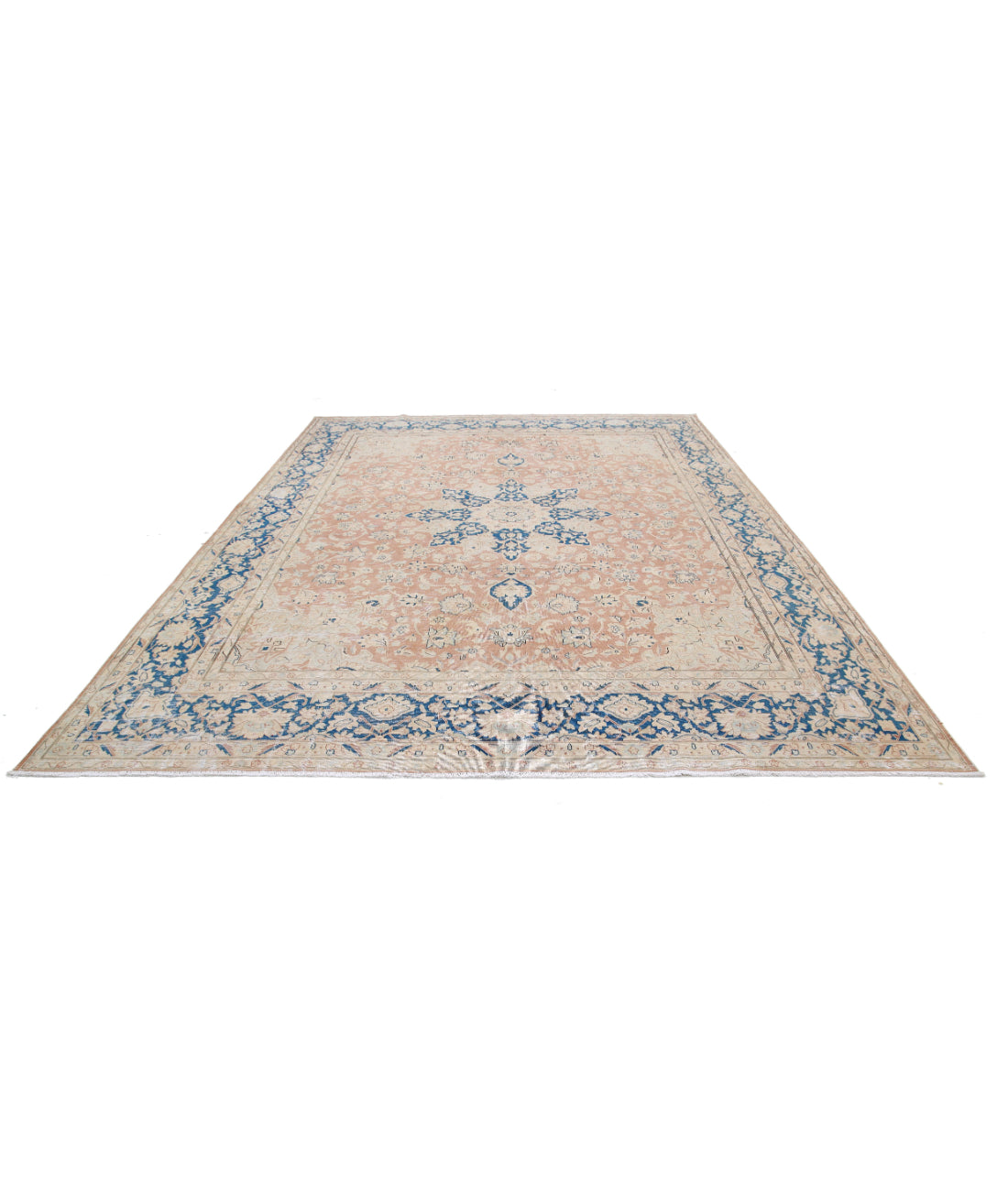 Vintage 9'9'' X 12'11'' Hand-Knotted Wool Rug 9'9'' x 12'11'' (293 X 388) / Ivory / Blue