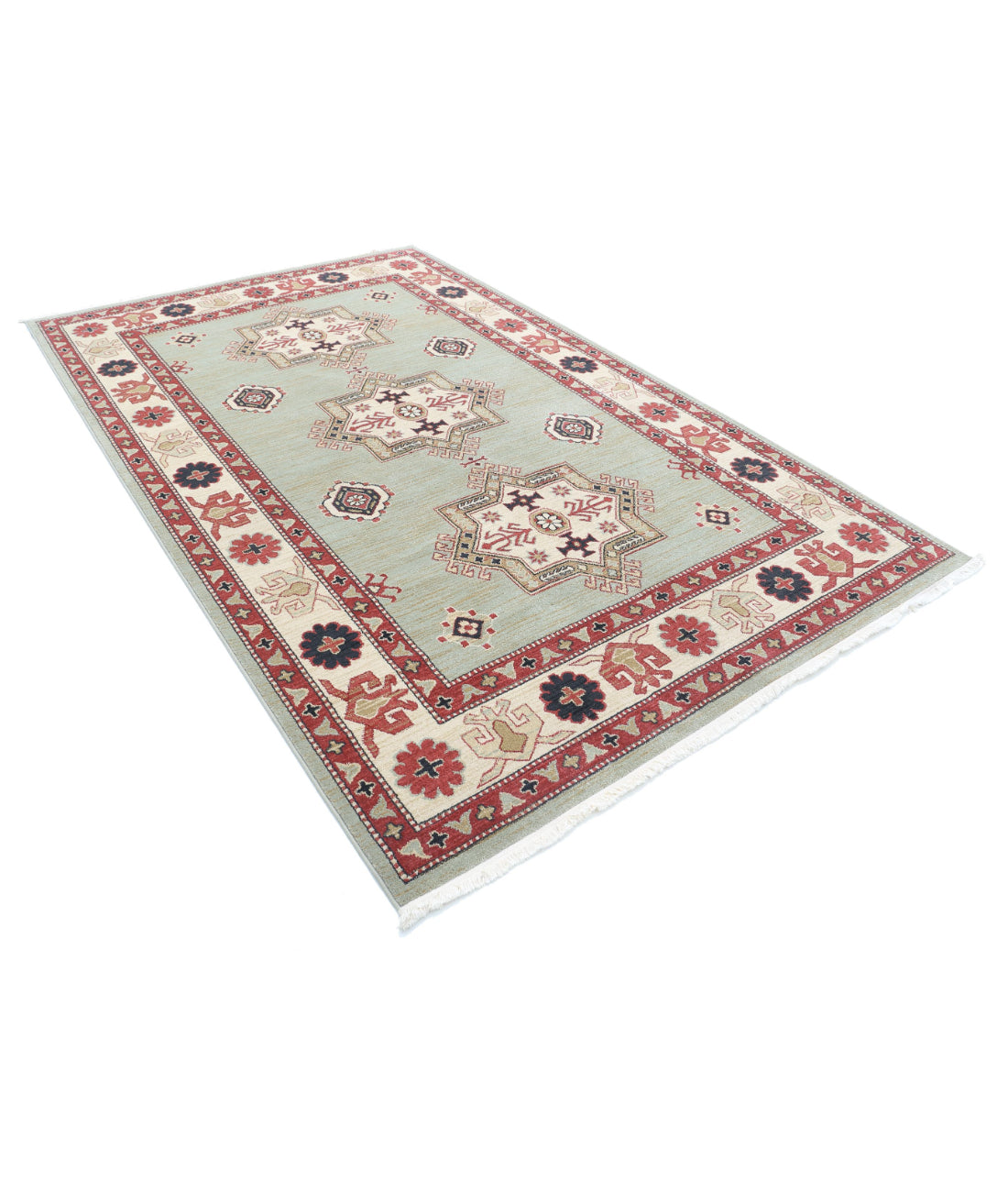 Vista 6'4'' X 9'10'' Power-Loomed Wool Rug 6'4'' x 9'10'' (190 X 295) / Green / Ivory