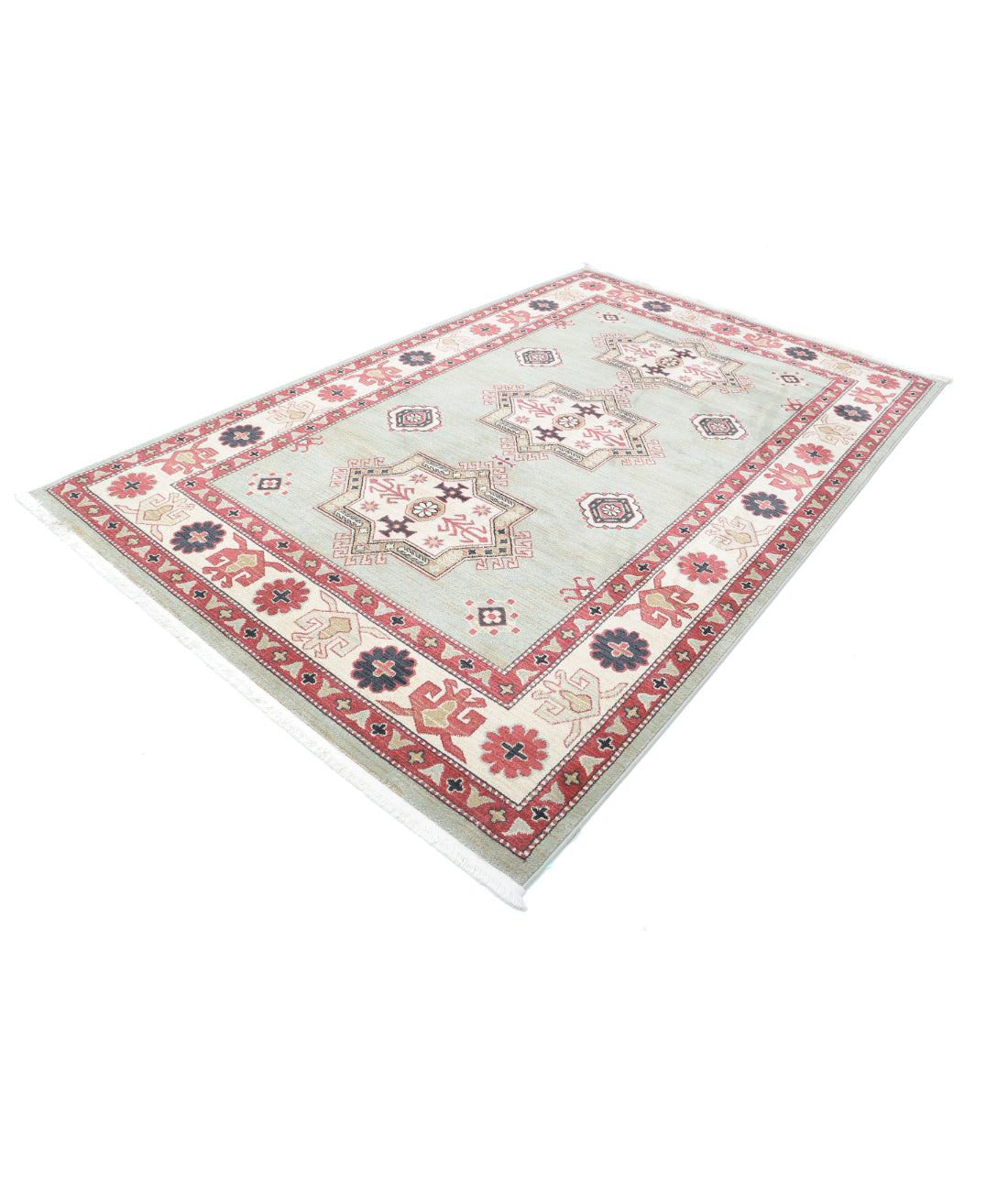 Vista 6'4'' X 9'10'' Power-Loomed Wool Rug 6'4'' x 9'10'' (190 X 295) / Green / Ivory