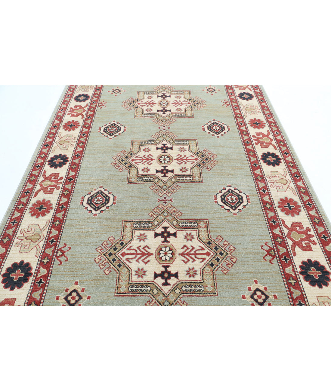 Vista 6'4'' X 9'10'' Power-Loomed Wool Rug 6'4'' x 9'10'' (190 X 295) / Green / Ivory