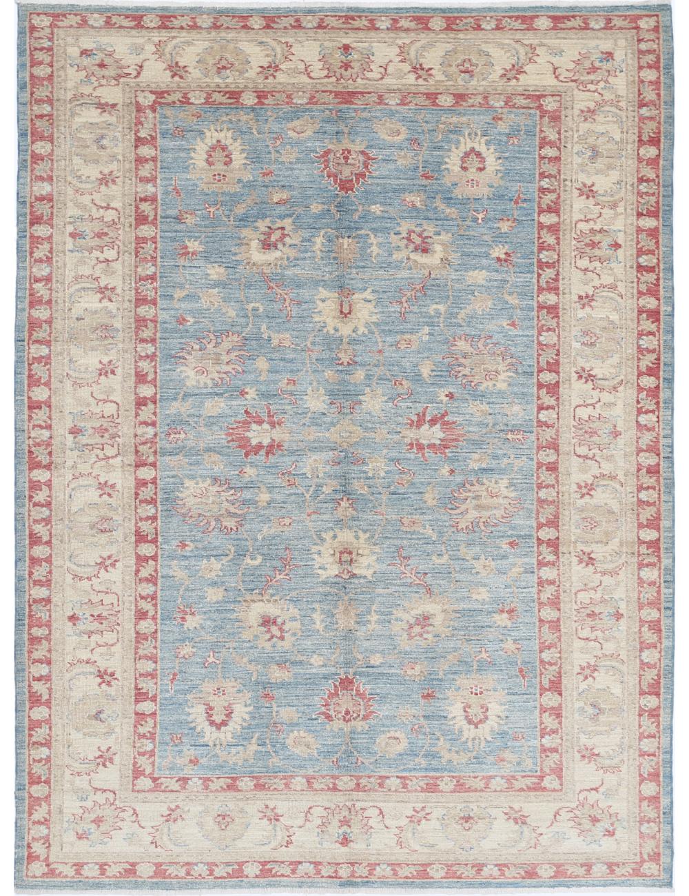 Ziegler 5' 7" X 7' 10" Hand-Knotted Wool Rug 5' 7" X 7' 10" (170 X 239) / Ivory / Blue