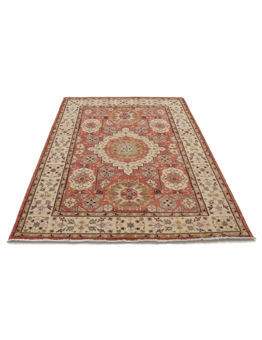 Ziegler 4' 11" X 6' 9" Hand-Knotted Wool Rug 4' 11" X 6' 9" (150 X 206) / Ivory / Red