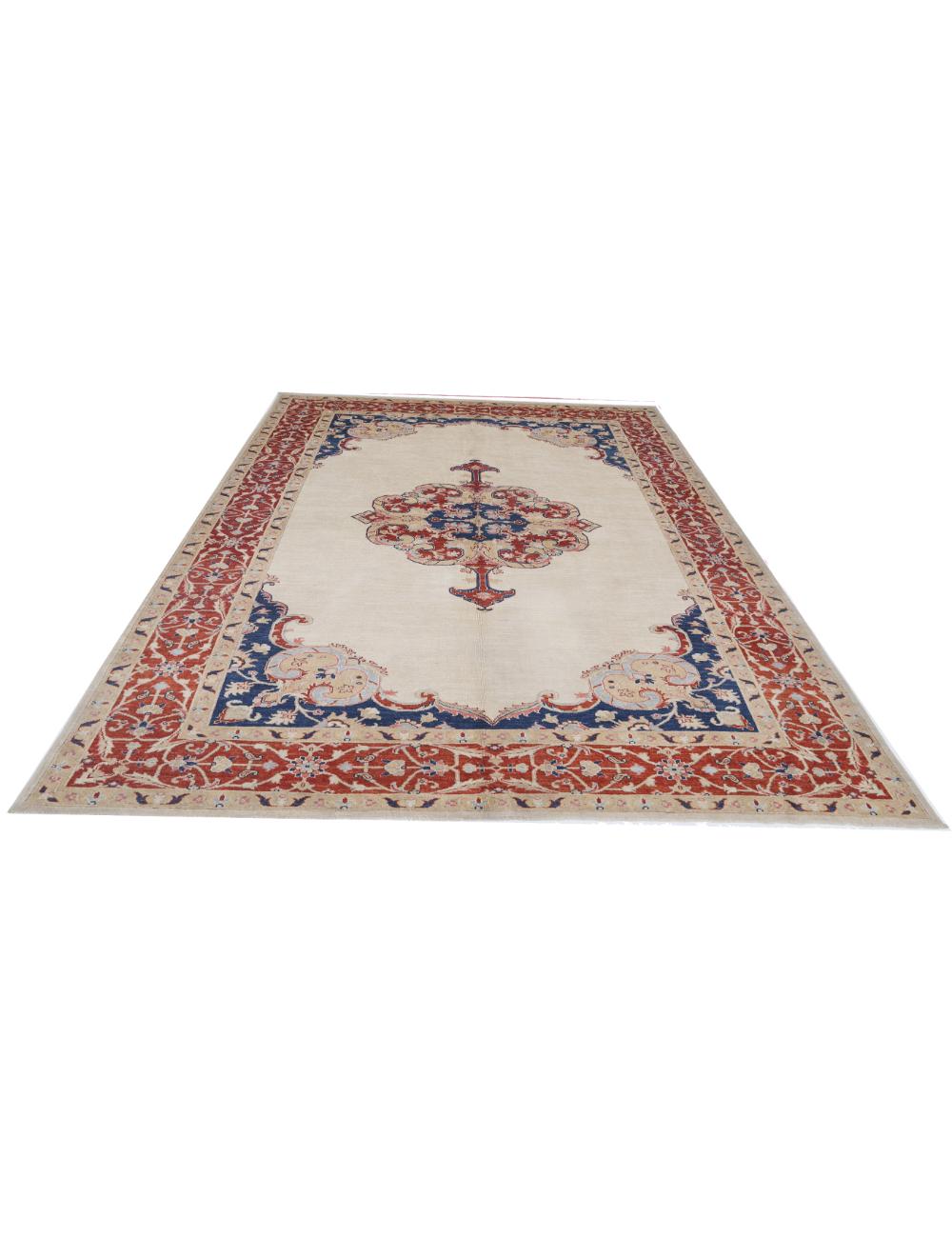 Ziegler 6' 9" X 9' 3" Hand-Knotted Wool Rug 6' 9" X 9' 3" (206 X 282) / Ivory / Red