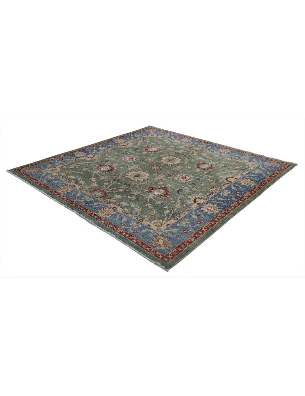 Ziegler 6' 5" X 6' 5" Hand-Knotted Wool Rug 6' 5" X 6' 5" (196 X 196) / Green / Blue