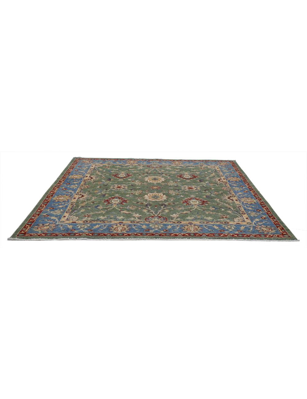 Ziegler 6' 5" X 6' 5" Hand-Knotted Wool Rug 6' 5" X 6' 5" (196 X 196) / Green / Blue