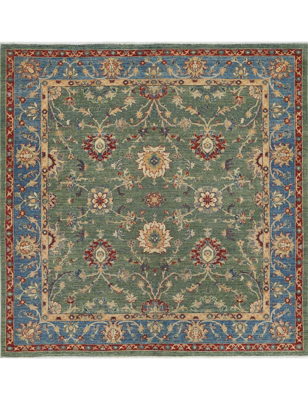 Ziegler 6' 5" X 6' 5" Hand-Knotted Wool Rug 6' 5" X 6' 5" (196 X 196) / Green / Blue