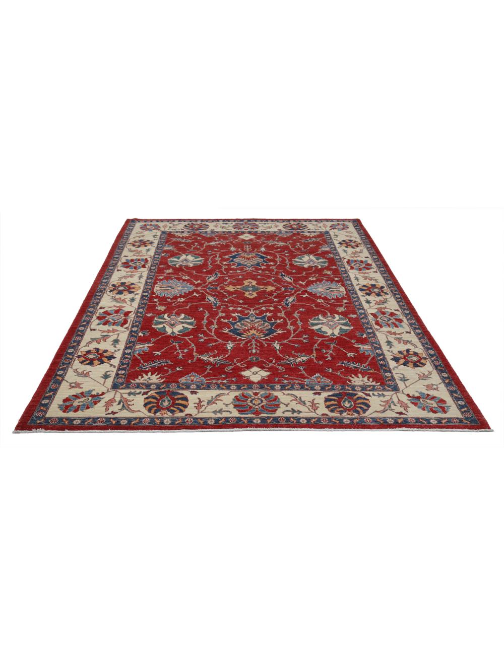 Ziegler 6' 1" X 8' 11" Hand-Knotted Wool Rug 6' 1" X 8' 11" (185 X 272) / Red / Ivory