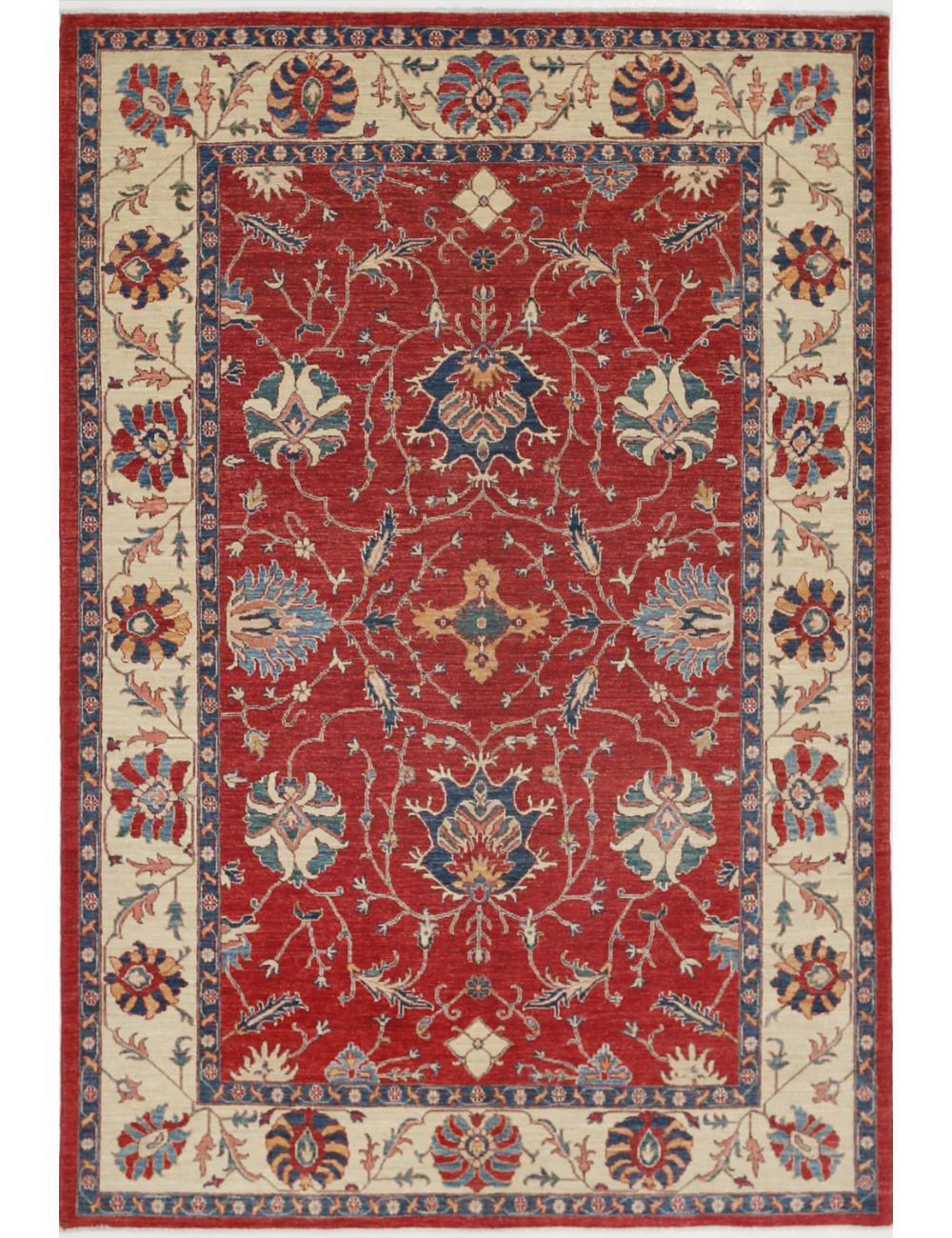 Ziegler 6' 1" X 8' 11" Hand-Knotted Wool Rug 6' 1" X 8' 11" (185 X 272) / Red / Ivory