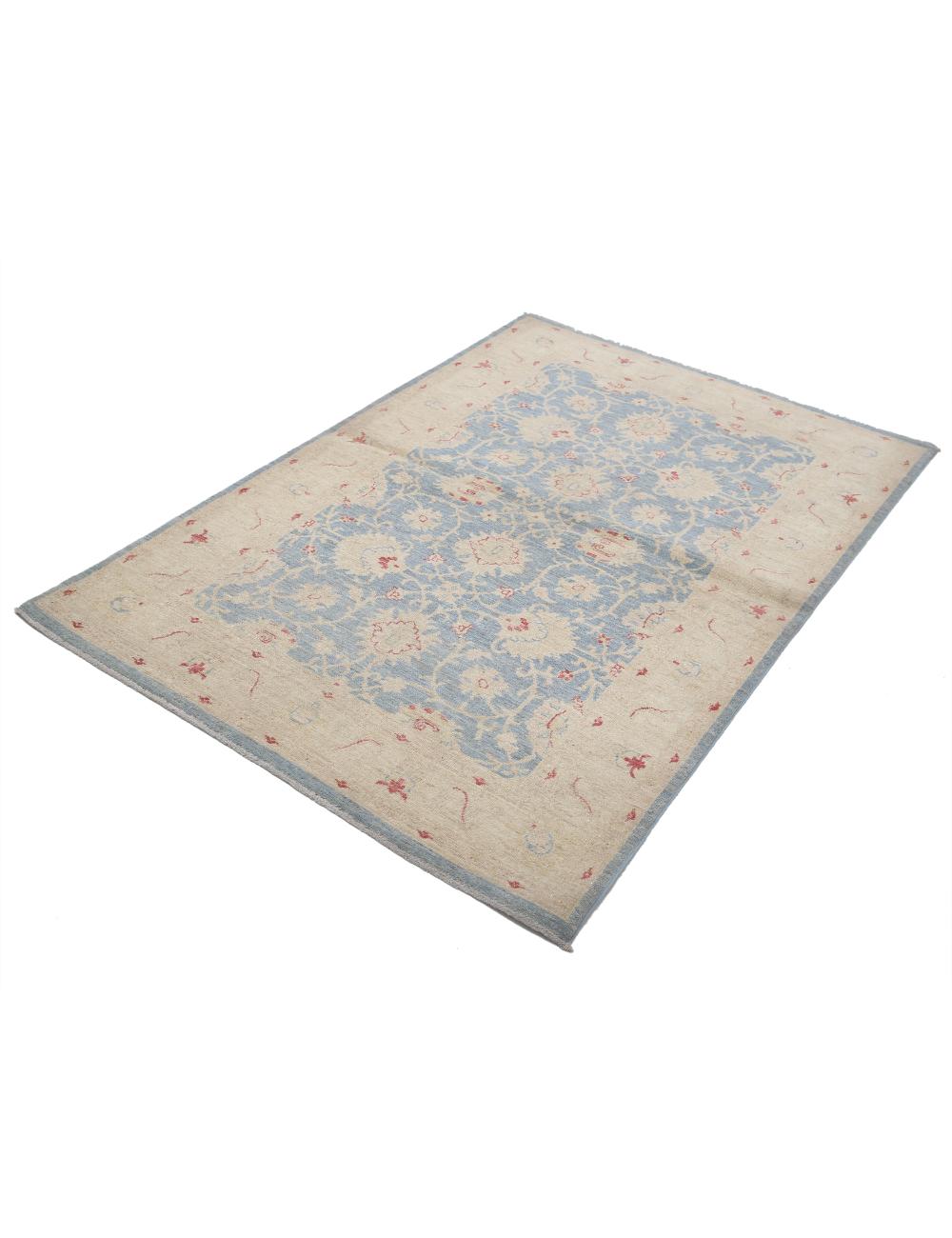 Ziegler 4' 1" X 6' 2" Hand-Knotted Wool Rug 4' 1" X 6' 2" (124 X 188) / Blue / Ivory