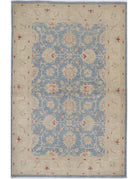 Ziegler 4' 1" X 6' 2" Hand-Knotted Wool Rug 4' 1" X 6' 2" (124 X 188) / Blue / Ivory