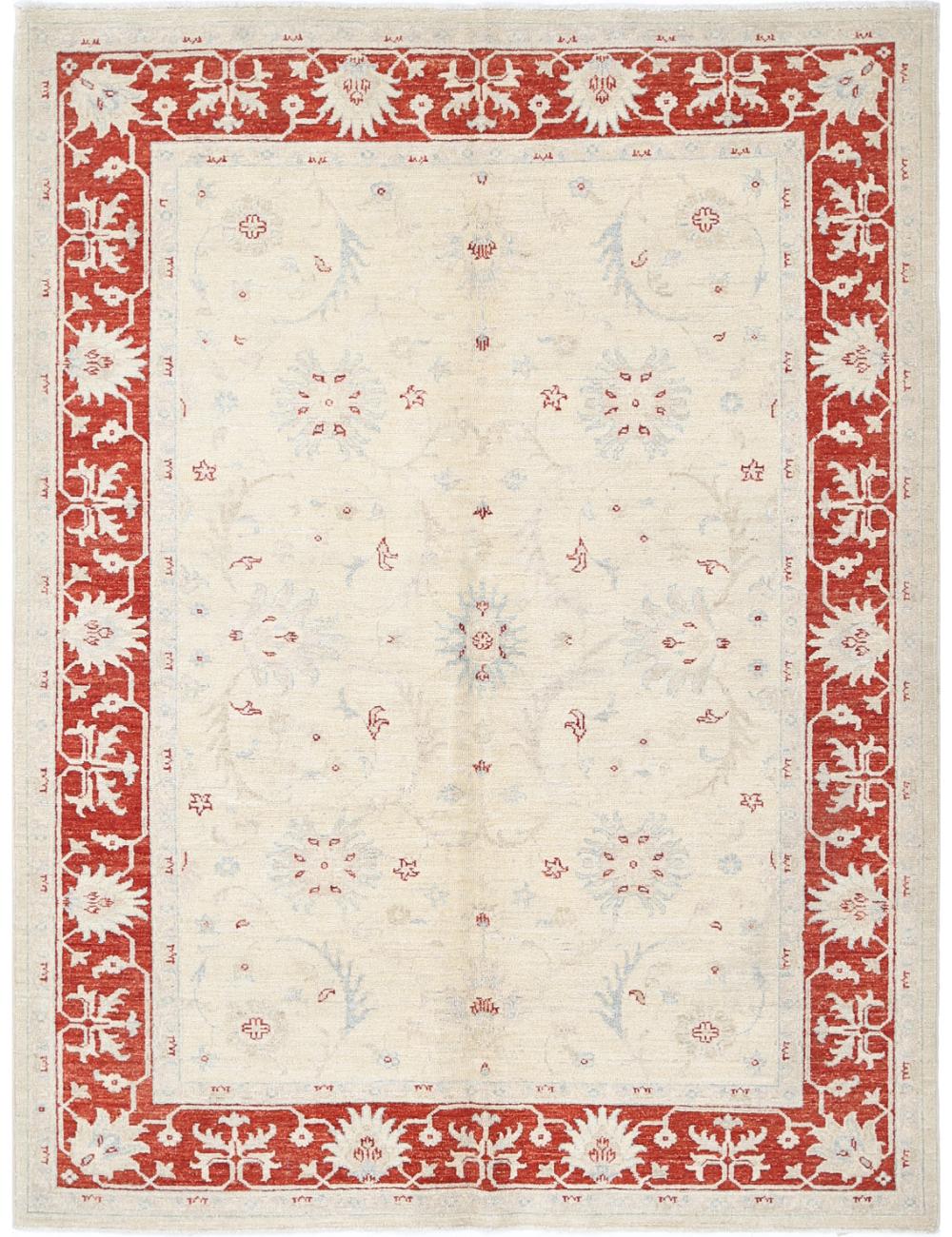 Ziegler 5' 0" X 6' 6" Hand-Knotted Wool Rug 5' 0" X 6' 6" (152 X 198) / Ivory / Red