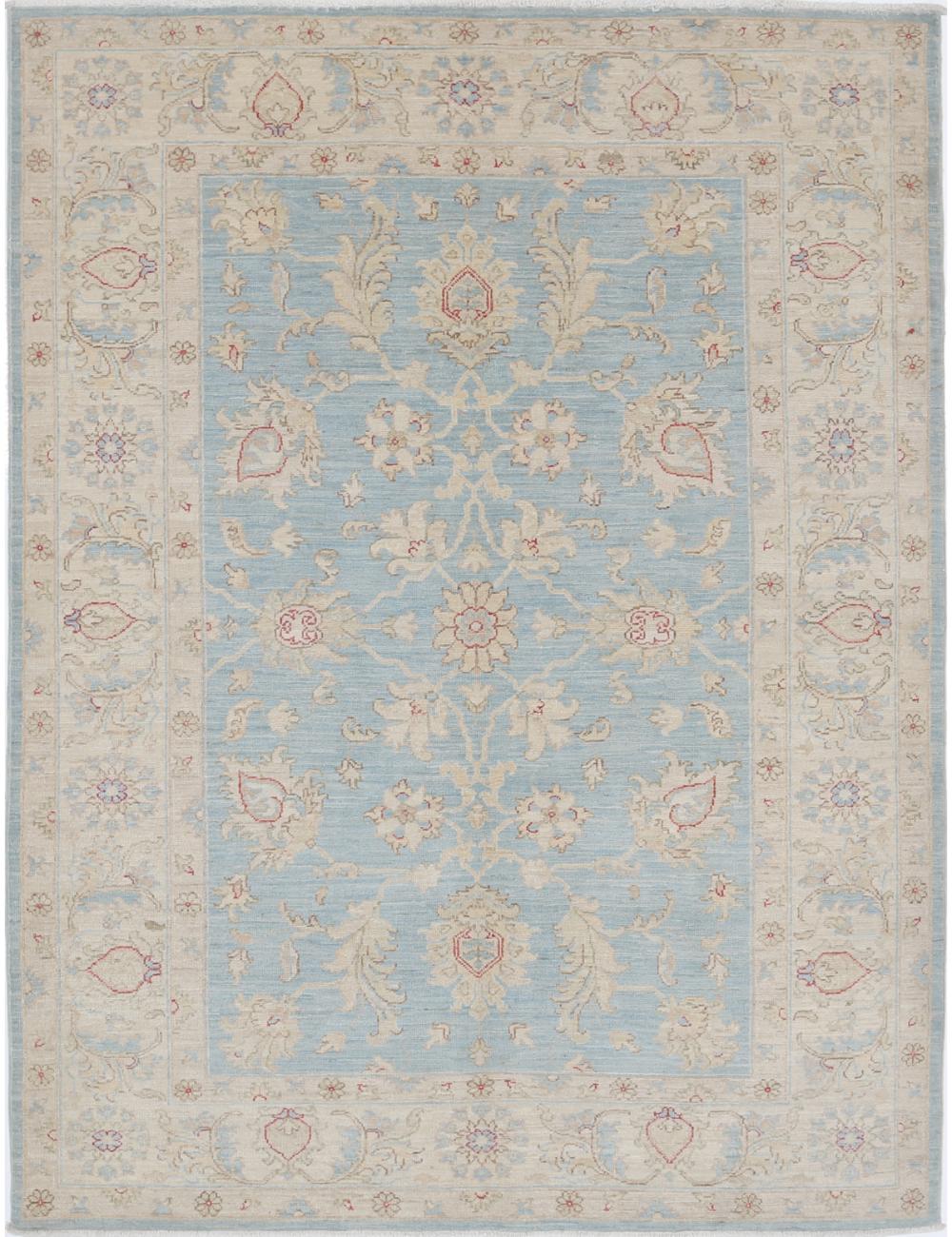 Ziegler 4' 11" X 6' 7" Hand-Knotted Wool Rug 4' 11" X 6' 7" (150 X 201) / Blue / Ivory