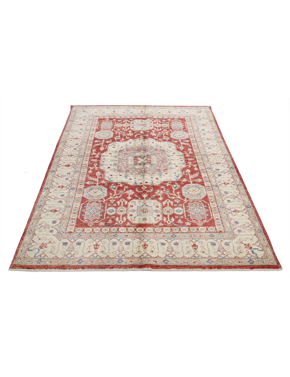 Ziegler 4' 7" X 6' 9" Hand-Knotted Wool Rug 4' 7" X 6' 9" (140 X 206) / Red / Ivory