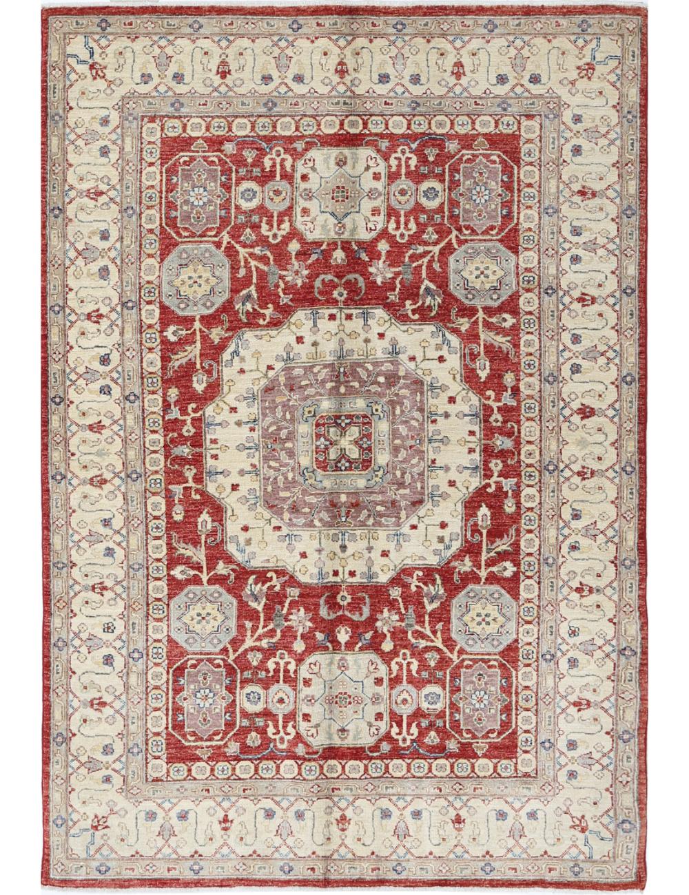 Ziegler 4' 7" X 6' 9" Hand-Knotted Wool Rug 4' 7" X 6' 9" (140 X 206) / Red / Ivory