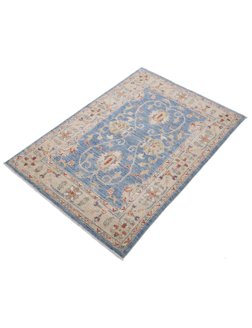 Ziegler 2' 9" X 4' 1" Hand-Knotted Wool Rug 2' 9" X 4' 1" (84 X 124) / Blue / Ivory