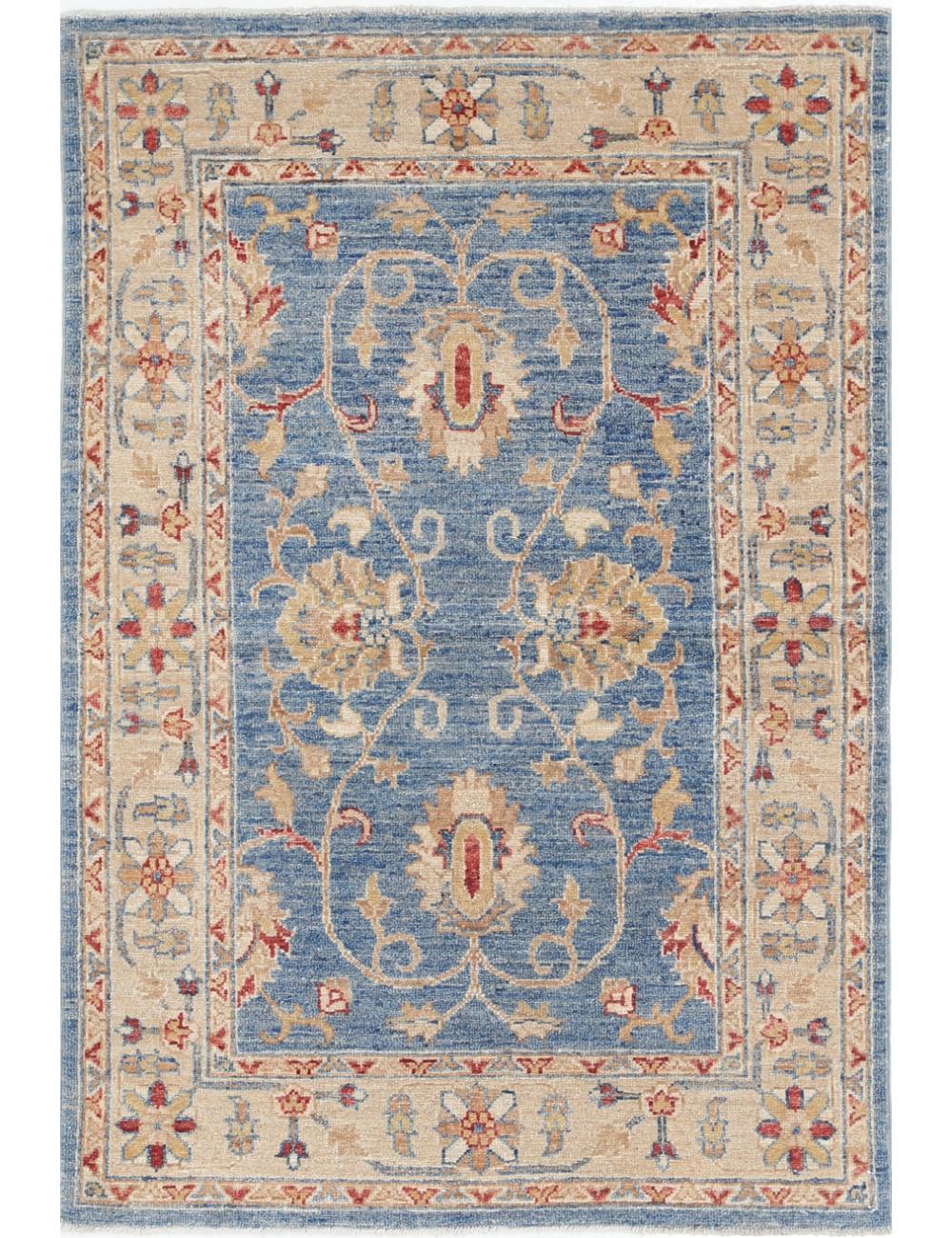 Ziegler 2' 9" X 4' 1" Hand-Knotted Wool Rug 2' 9" X 4' 1" (84 X 124) / Blue / Ivory