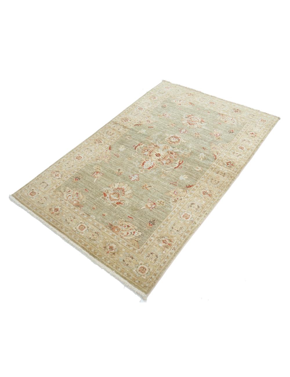 Ziegler 2' 11" X 4' 9" Hand-Knotted Wool Rug 2' 11" X 4' 9" (89 X 145) / Green / Beige