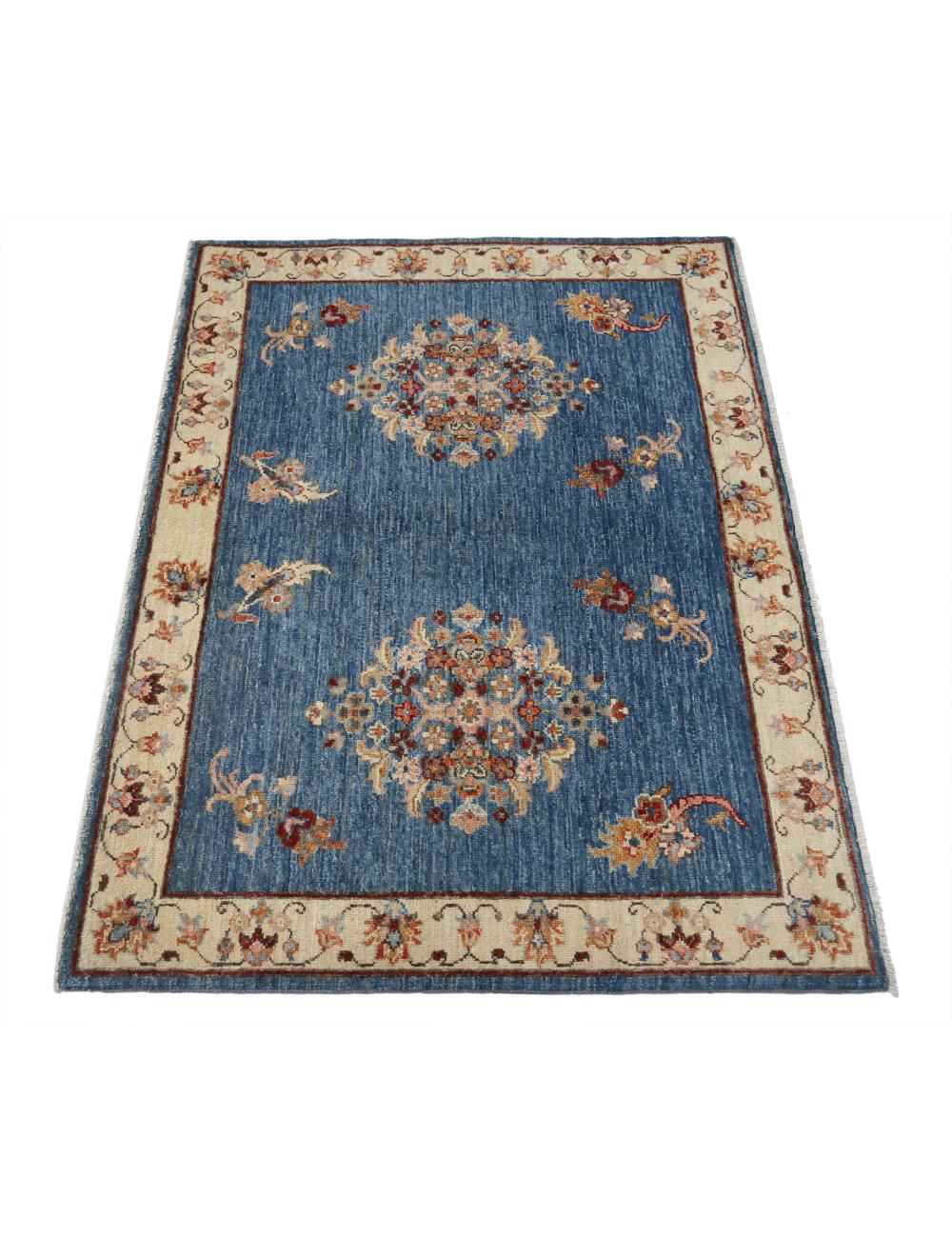 Ziegler 3' 0" X 4' 0" Hand-Knotted Wool Rug 3' 0" X 4' 0" (91 X 122) / Blue / Ivory