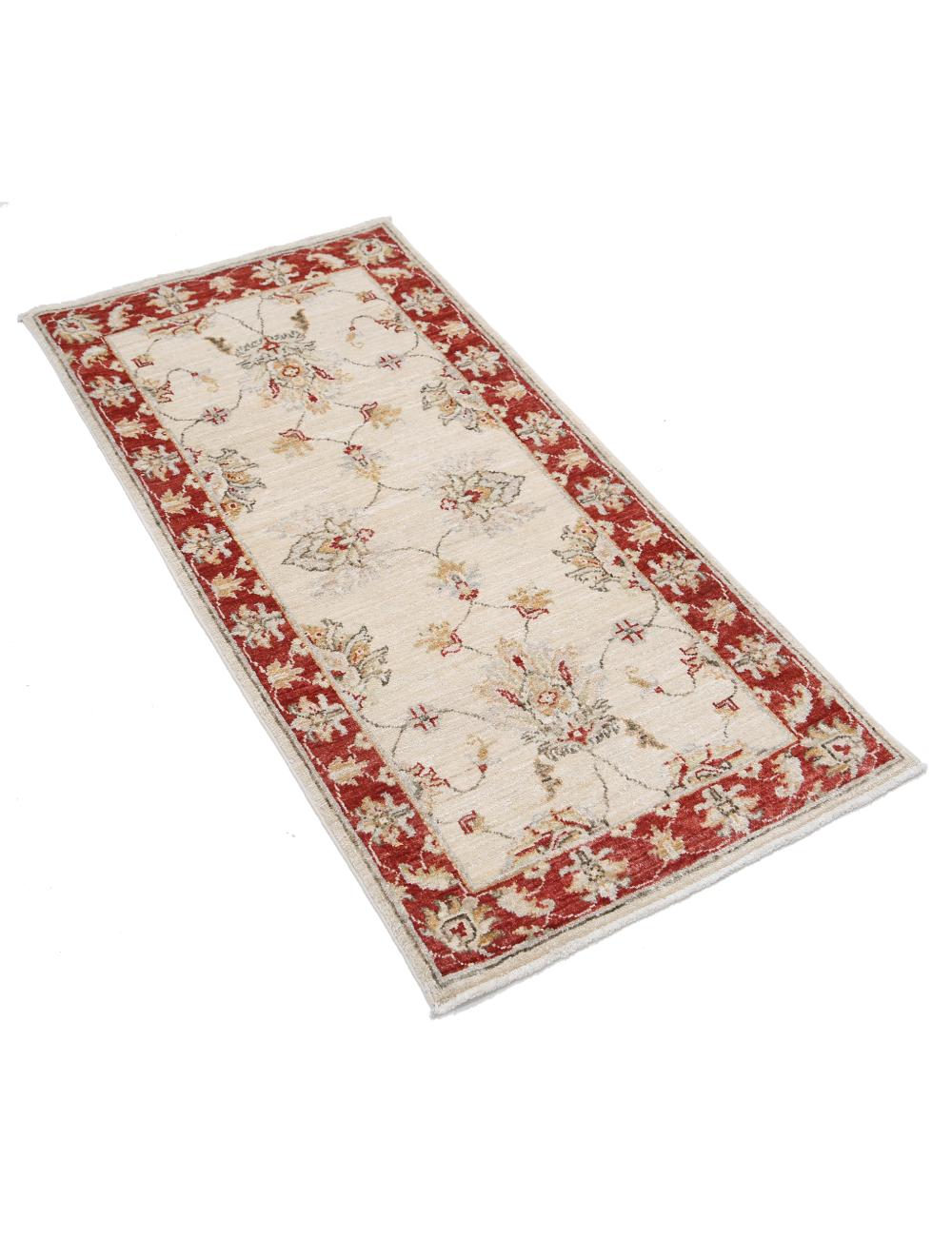 Ziegler 2' 0" X 4' 1" Hand-Knotted Wool Rug 2' 0" X 4' 1" (61 X 124) / Ivory / Red