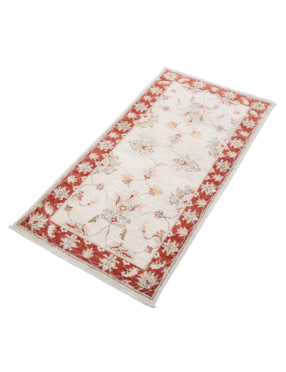 Ziegler 2' 0" X 4' 1" Hand-Knotted Wool Rug 2' 0" X 4' 1" (61 X 124) / Ivory / Red